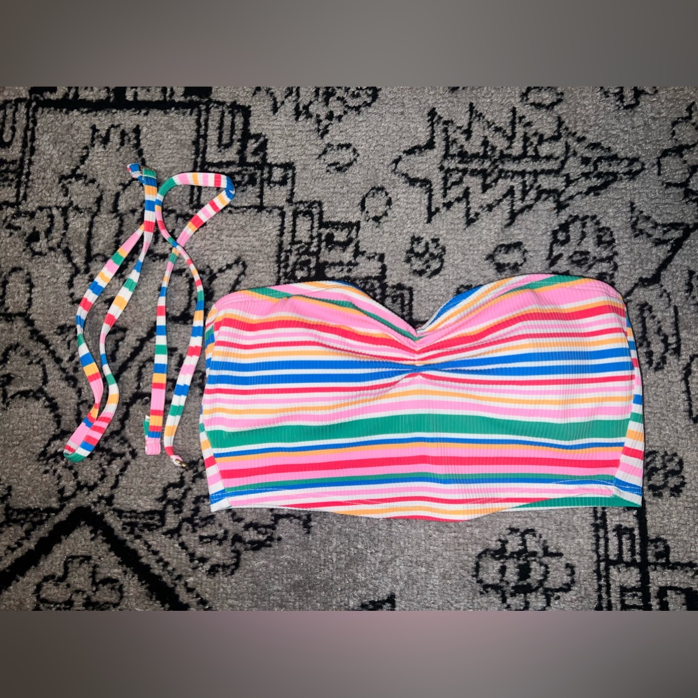 Small striped strapless Wild Fable swim suit top.